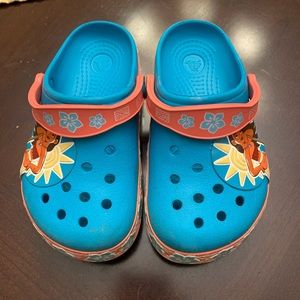Size 11 blue Moana crocs